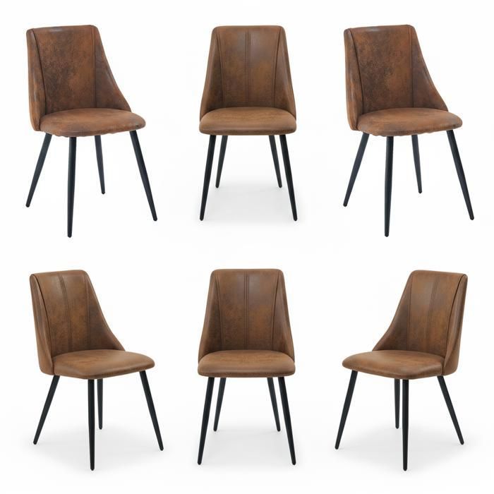 MEUBLES COSY Lot de 6 chaises de salle à manger rétro Chaises rembourrées de style industriel en suédine pour cuisine - SMEG