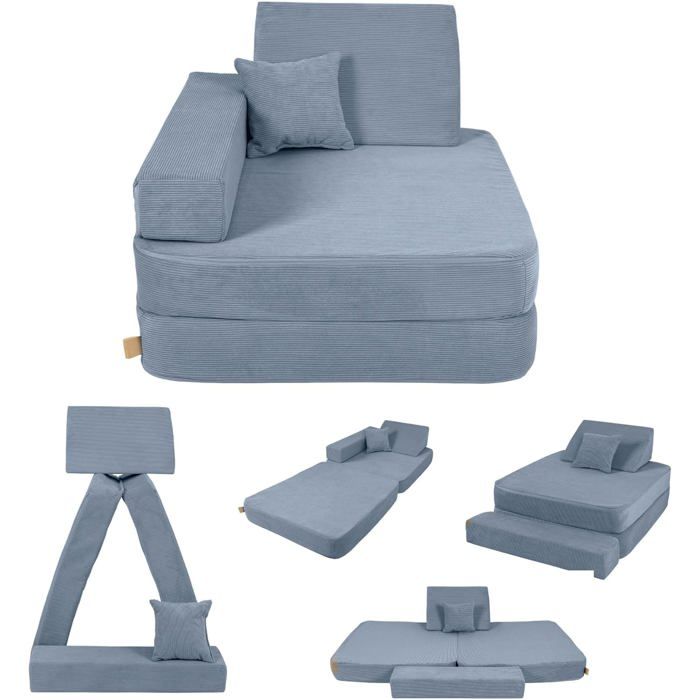 Fauteuil pliable enfant avec matelas confortable turquoise