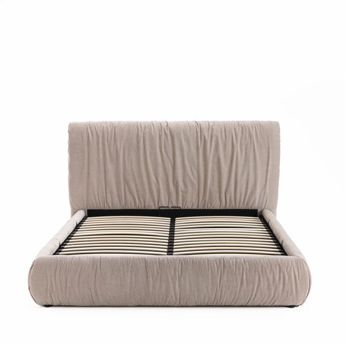 Livia - Lit coffre en tissu 160x200cm - Beige Livia - Lit coffre en tissu 160x200cm - Beige