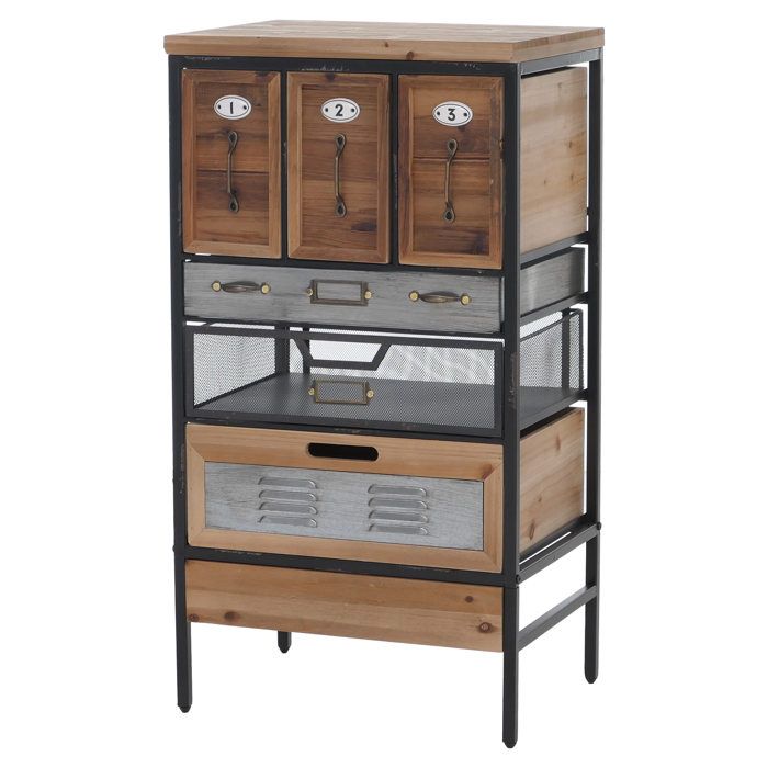 Commode d’apothicaire HWC-Q77 vintage bois et métal 85x46x35cm Commode d’apothicaire HWC-Q77 vintage bois et métal 85x46x35cm