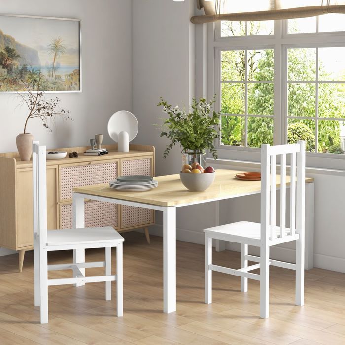 Chaise de salle à manger - WESTYLE - Lot de 2 - Pin massif - Laqué blanc - Charge 120 kg