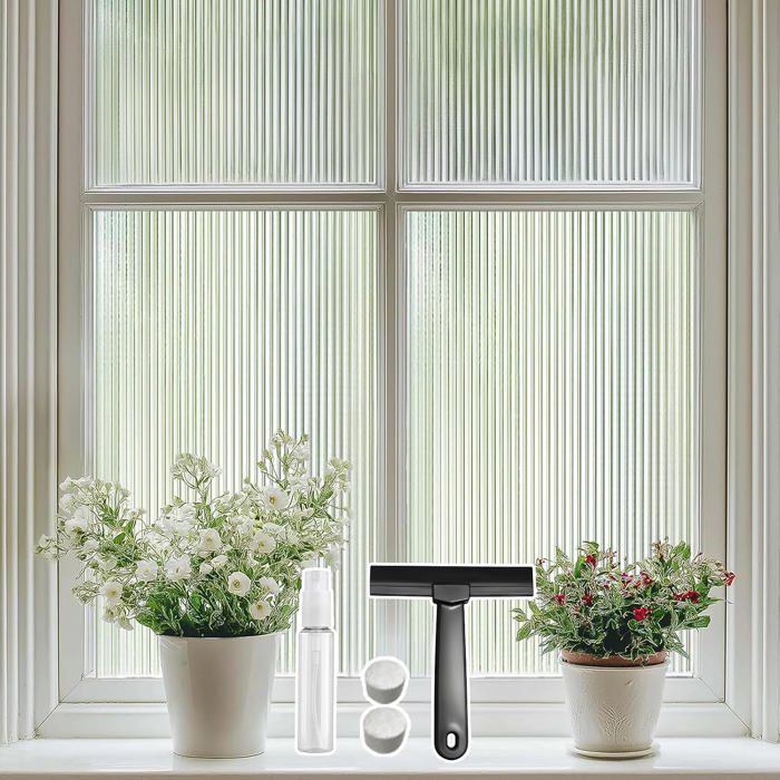 Film Fenêtre Anti Regard Roseau 30x200cm Occultant Décoratif Électrostatique Anti UV Brise Vue Amovible Pour Vitre