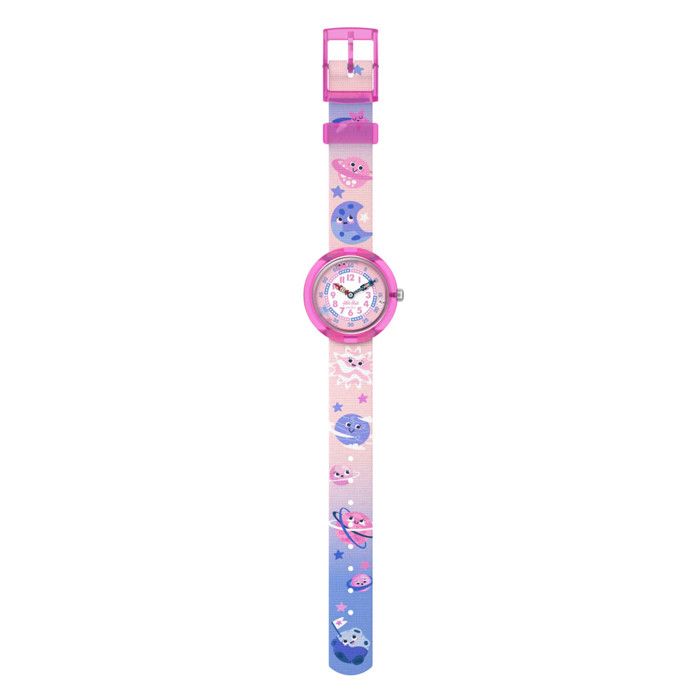 Montre fille - Flik Flak - Montre enfant Flik Flak Playful Planets - Couleur du bracelet:Rose - Rose