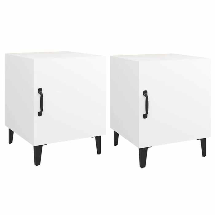 NOUVEAU Commode Chambre - Lot de 2 Tables de chevet - design classique - blanc - Bois dingénierie - 40x40x50cm 50902