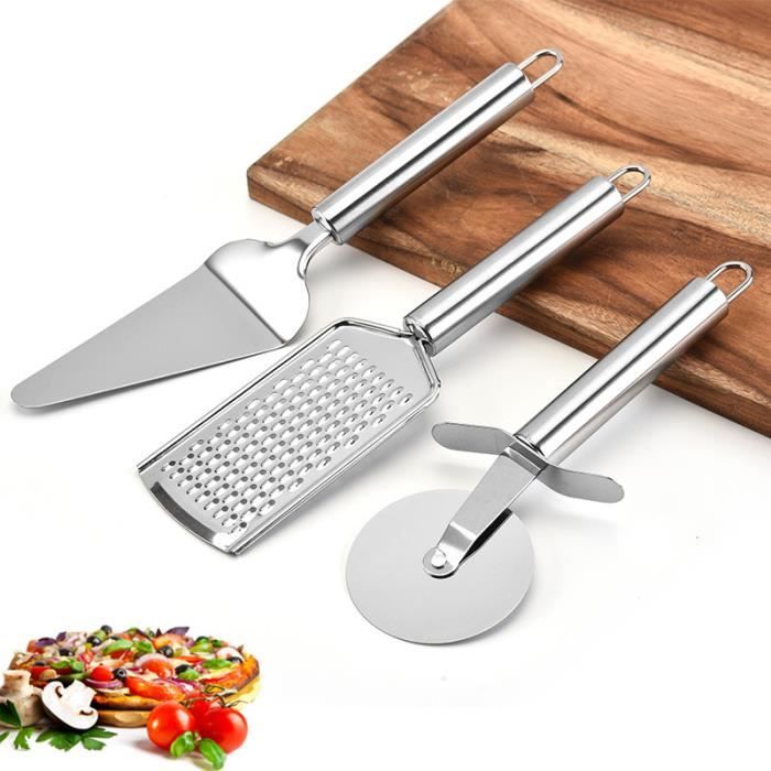 Pelle à Pizza Ronde En Acier Inoxydable Avec Poignée Bois - Outil Cuisson Pizza Maison Et Gâteaux