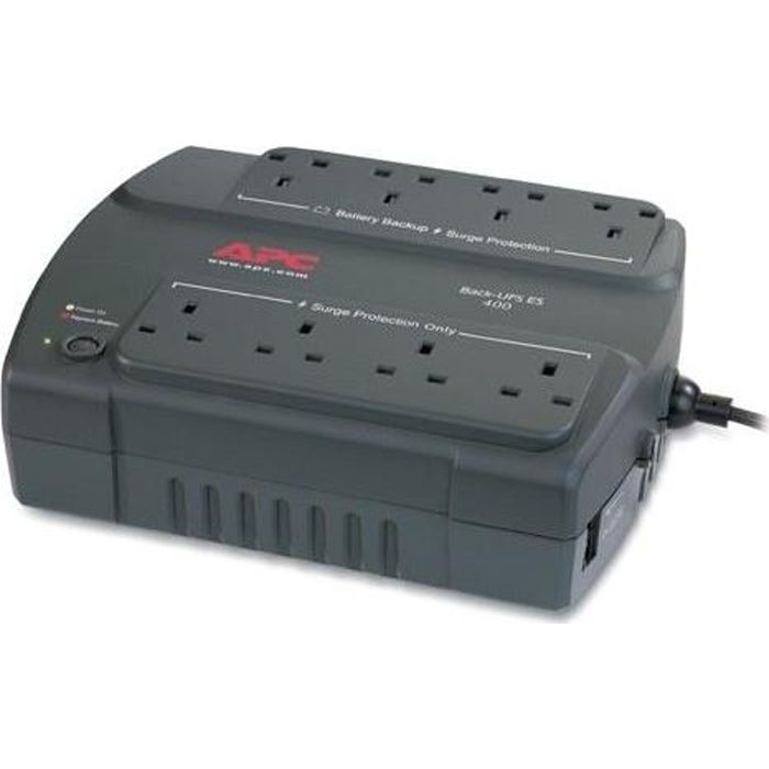 APC Onduleur en veille Back-UPS BE400-GR – 400 VA/240 W – Bureau – 16 Heure(s) Recharge