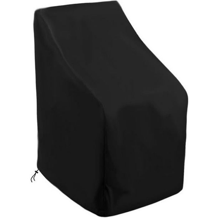 Housse de Protection pour Chaise de Jardin Empilables Imperméable avec Cordon Intégré 210D Oxford - Noir - 65*65*80/120 cm