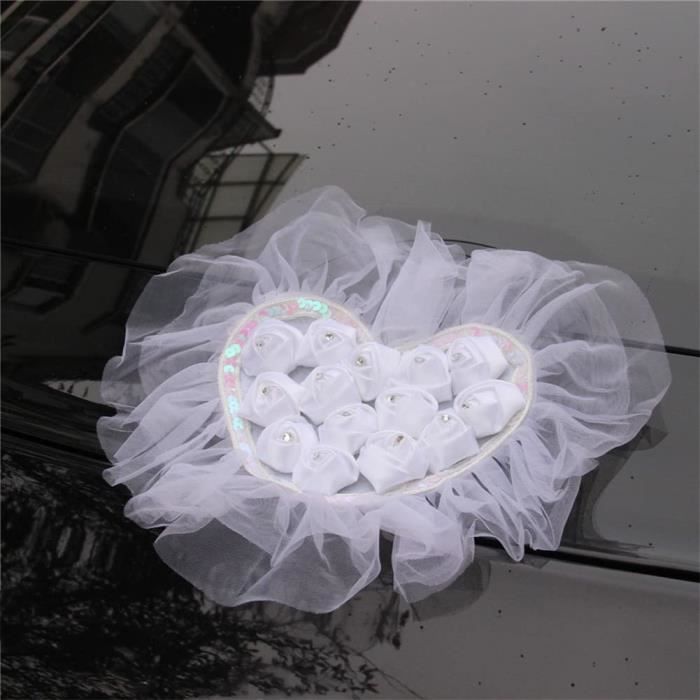 10 Nœuds Décoration Voiture Mariage - Blanc Organza - 25x13 Cm - Pour Mariage, Noël, Fête - Réutilisables