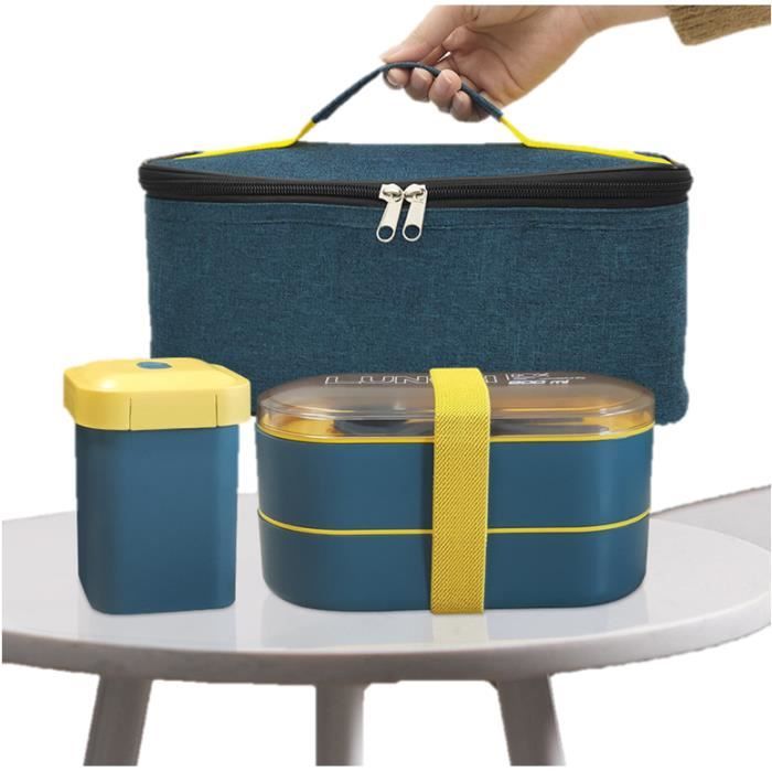 lunch box boite déjeuner bento isotherme et hermétique enfant et adulte（bleu）（800+500ml）