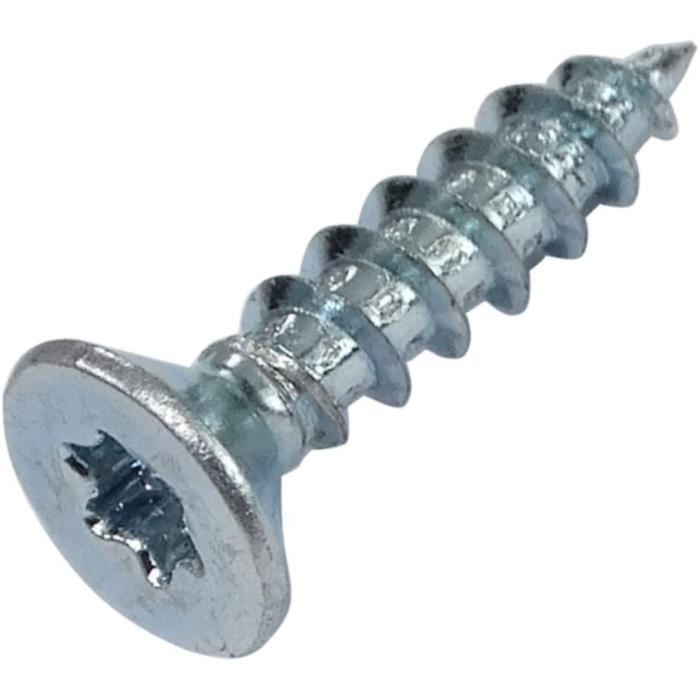 Un Vis : 200 vis Bois à tête Conique 3.5-16mm Acier zingué Empreinte Torx ...