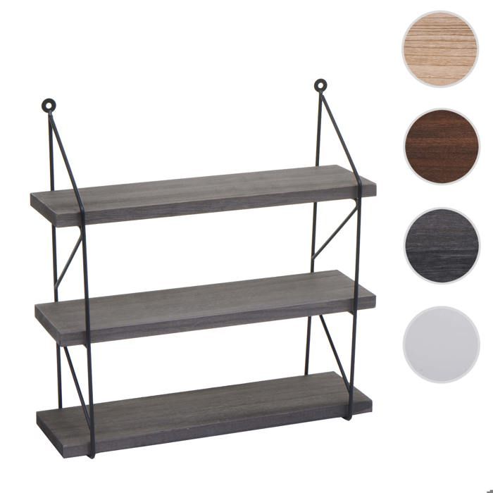 MCW Étagère murale MCW-K78 bois massif industriel 40x40x13cm gris foncé
