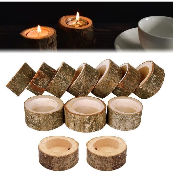 Set De 2 Photophores En Bois Marron 42x14x11cm