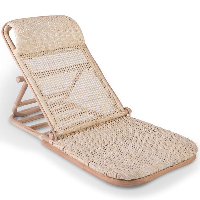 Chaise longue en rotin naturel – Inclinable pour jardin terrasse & plage – Manra Naturel