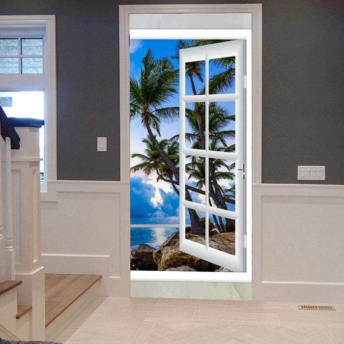 Sticker Porte 3D Effet Diamant Argent - 2 Rouleaux 42.5x200cm - Autocollant PVC Imperméable Pour Décoration Intérieure - 2