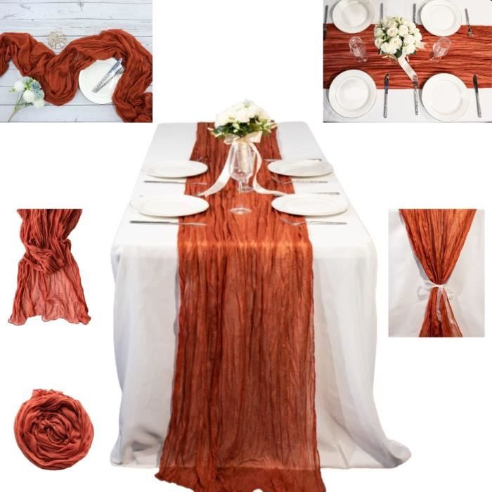 Chemin De Table En Mousseline Vert - 90x300 Cm - Décoration Bohème Pour Mariage, Anniversaire Ou Déco De Table