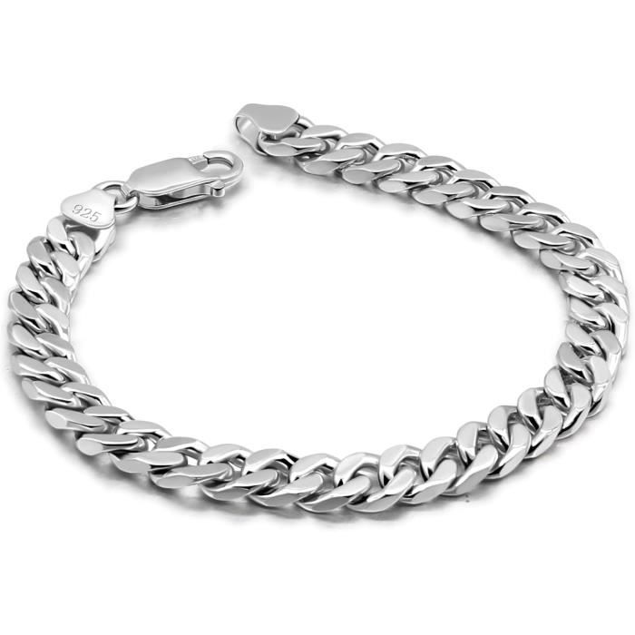 Bracelet Gourmette Argent Massif 925 Pour Homme - Style Vélo Moto Punk Rock - Neuf Avec étiquettes