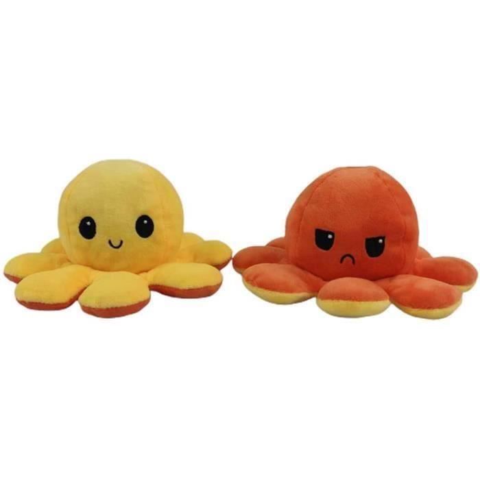 Pieuvre En Peluche Poulpe Poupee Bebe Jouet Double Face Flip Mignon Poulpe Vie Marine Poupee Cadeau Creatif Orange Jaune Cdiscount Jeux Jouets