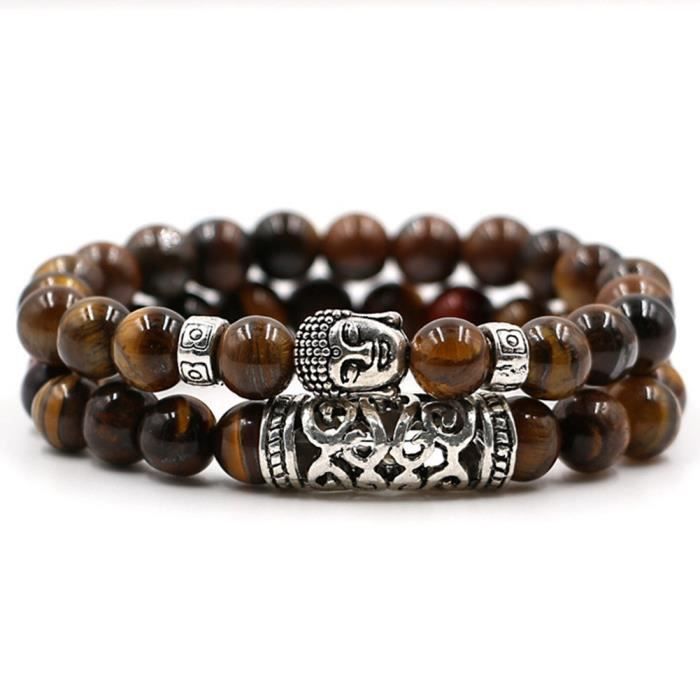 4//6//8MM Noir Lava Rock Stone Yoga Mala Perles Charme Bracelet Hommes Femmes Bracelets