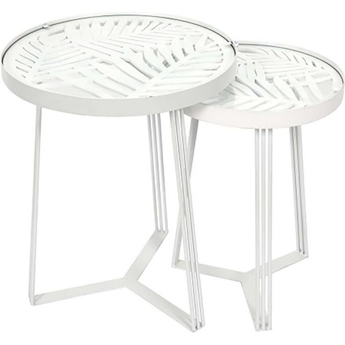 set de 2 tables gigognes - wild - blanc - contemporain - design - rond