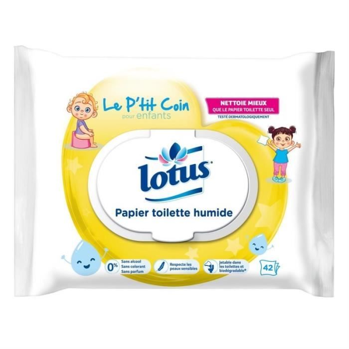 Lotus Papier Toilette Humide Le P'tit Coin pour enfants 42 Lingettes (lot  de 6) - Cdiscount Au quotidien