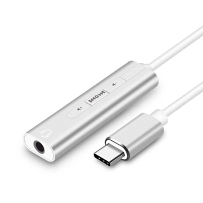 carte son externe USB C vers Jack 3.5mm adaptateur de casque Audio Microphone pour Macbook PC portable [D09ACB4]