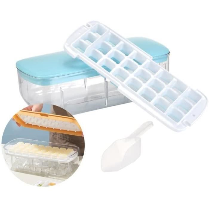 Lot De 4 Moules à Glaçons Silicone Avec Couvercle – 14 Compartiments Par Bac, Anti-Débordement, Sans BPA, Facile à Démouler, Couleurs Assorties