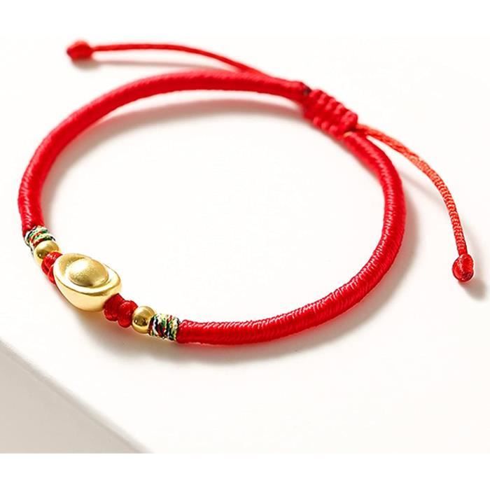Bracelet Feng Shui Bracelet Corde Rouge Bracelet Plaqué Or Pendentif