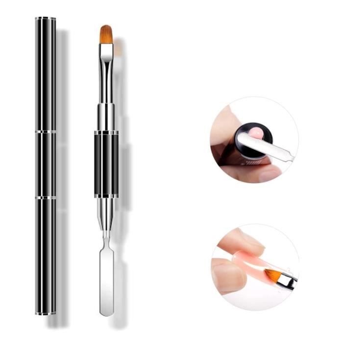Brosse a Ongle,Polygel Brush & Picker2 in 1 Spatule à double extrémité et pinceau manucure outil Nail Art Pen pour ongles Extension