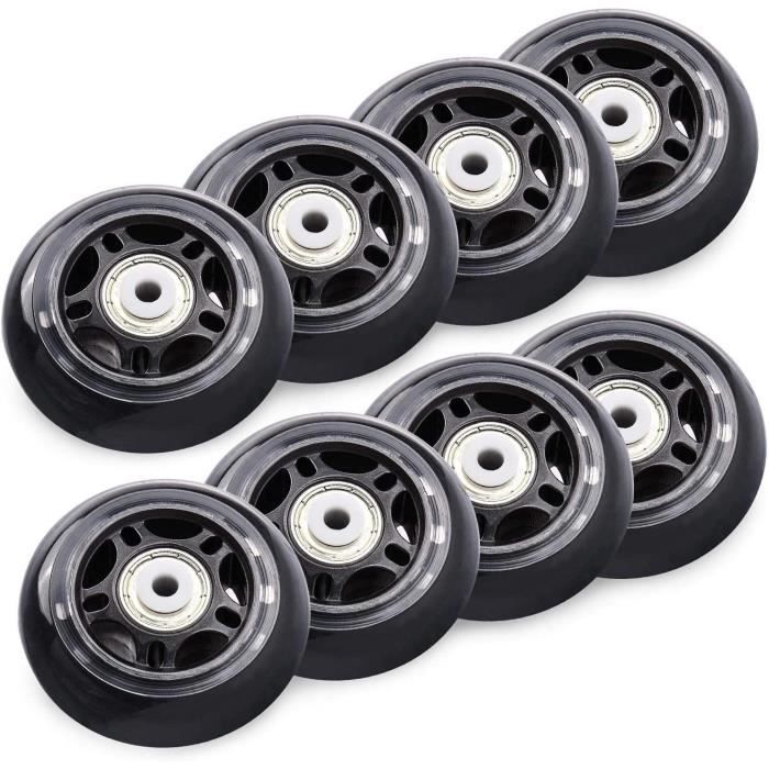 TOBWOLF Lot De 8 Roues De Rechange Pour Patins à Roues Alignées D'intérieur De 64 Mm 82A, Roues De Patinage D'intérieur Pour Enfants Avec Roulements ABEC-7, Roues De Bagages, Roues D'entraînement Pour