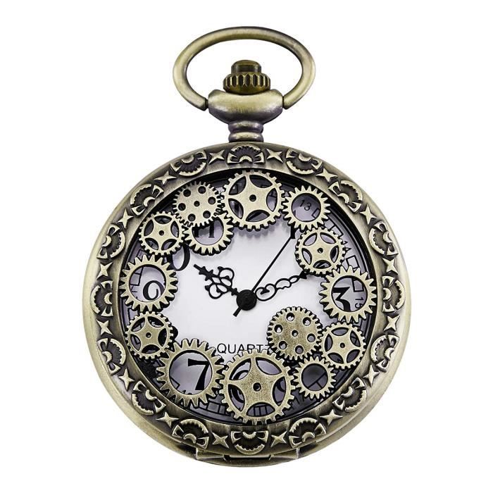 Morfong Montre de Poche Vintage Gear Creux Quartz FOB Montres