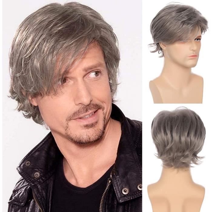 Perruque Gris Cheveux Courts Couche Perruque Homme avec frange Synthétique  vague naturelle Perruque Halloween Cosplay Costume d[262] - Cdiscount Au  quotidien