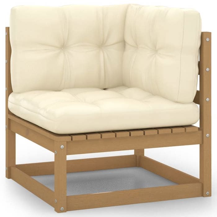 Canapé dangle - vidaXL - 805718 - Bois de pin massif - Coussins crème - Design modulaire