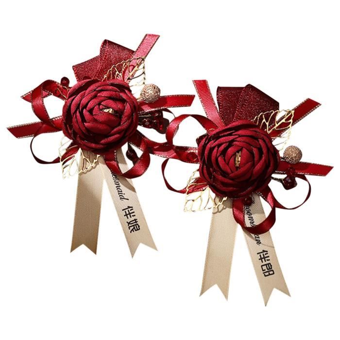 Broches Et Pins Pour Femme 6 Épingles à Corsage Fleur Vastsea - Rose Satin & Alliage - Pour Mariage, Bal & Cérémonie - 6 Couleurs Boutonnière Mariage