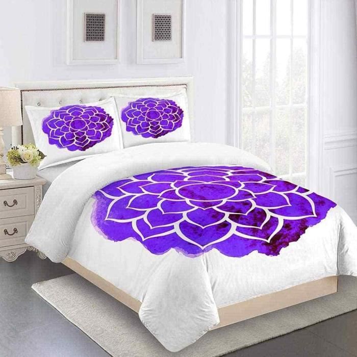 Housse De Couette - Fleur Violette Abstraite - 140x200cm - Microfibre