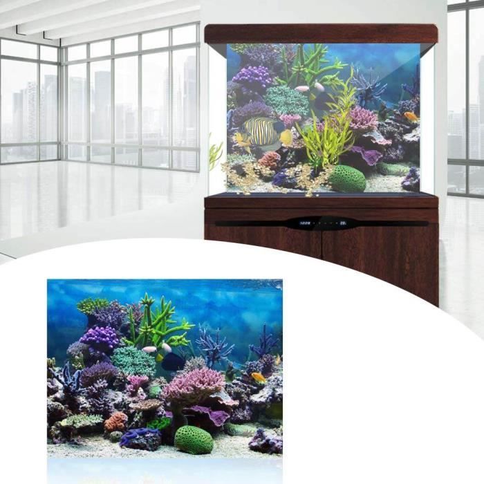 HURRISE Papier décor aquarium Affiche de Fond d'aquarium Corail Adhésif en PVC Papier de Décor de Toile de Fond(122*50cm)
