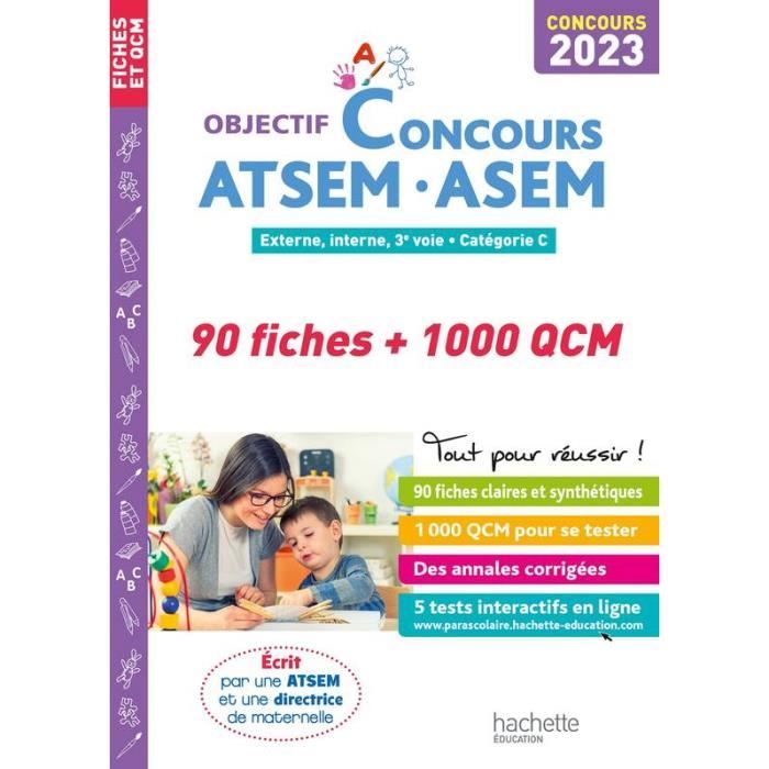 Objectif Concours 2023 ATSEM 90 Fiches 1000 QCM