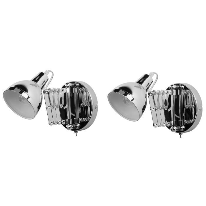 Lot de 2 lampes murales chrome HARRINGTON Lot de 2 lampes murales chrome HARRINGTON