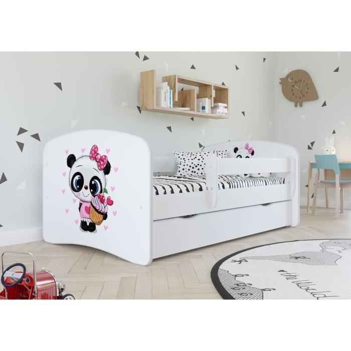 Lit D'Enfant Complet 70x140 80x160 80x180 Sommier Tiroir Barrierèrespour Filles Garçons Lit Simple - Blanc - Le Fourgon D'incendie - 80 X 180 Cm