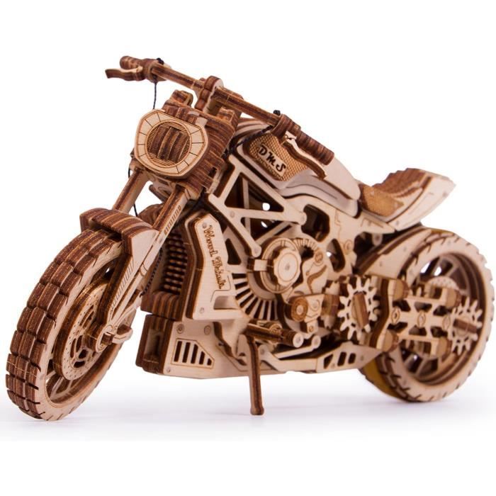 ROKR Maquette Moto Cruiser 3D Bois - 420 Pièces, Engrenages Mécaniques, Sans Batterie, 27x11,6x16 Cm, 14+