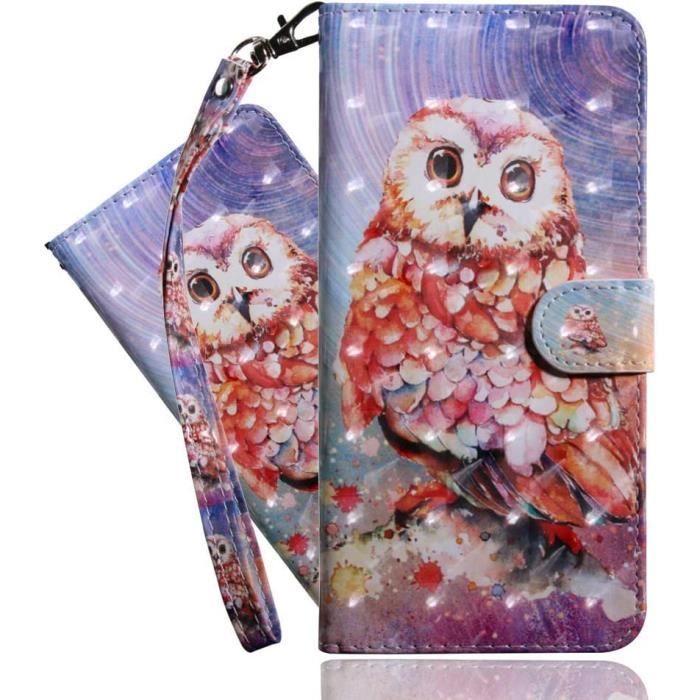 Custodia IMEIKONST Per Huawei Y6 2019: Portafoglio In Pelle PU Con Supporto E Chiusura Magnetica (Farfalla Rossa CYB) - 3