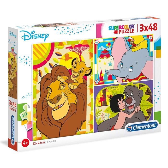 CLEMENTONI - Lion King, Dumbo & Jungle Book - Puzzle - 3 x 49 pièces ...