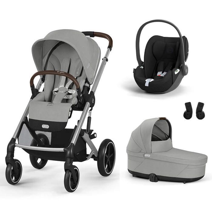 CYBEX - Poussette Trio Balios S Lux + Siège auto Cloud T Comfort + Nacelle Cot S Lux Stone Grey