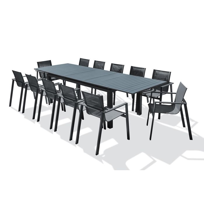 Ensemble repas de jardin 12 places en aluminium - Gris anthracite - MIAMI Ensemble repas de jardin 12 places en aluminium - Gris anthracite - MIAMI