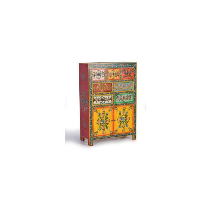 Commode - Giner y Colomer - Bois de manguier - Multicolore - 7 tiroirs - 2 portes