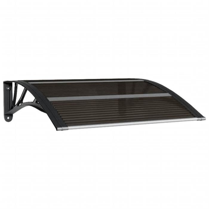 Auvent De Porte Noir 400x100 Cm - Polycarbonate 5 Mm, ABS, Aluminium - Protection Pluie/Neige Pour Entrée, Terrasse - Montage Facile