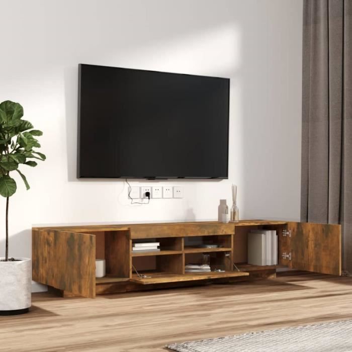 Meubles TV 2 pcs avec lumières LED Noir 75x35x40 cm - Meuble Tv