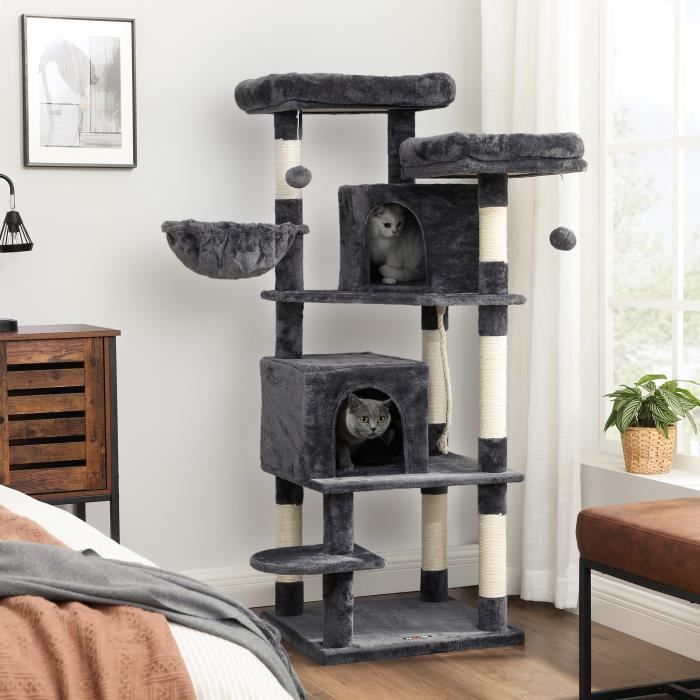Arbre A Chat Hauteur De 150 Cm 2 Niches 1 Panier 2 Grande Plate Forme 2 Pompons Gris Anthracite Pct960g01 Feandrea Cdiscount Animalerie Arbre A Chat Hauteur De 150 Cm 2 Niches 1 Panier 2 Grande Plate Forme 2 Pompons Gris Anthracite Pct960g01 Feandrea Cdiscount Animalerie