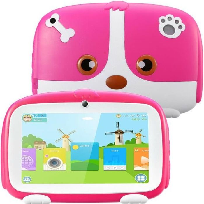 Tablette 7 pouces pour enfants Quad Core Android 10, 16 Go, WiFi,  Bluetooth, double