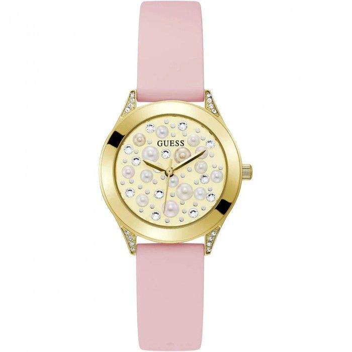 GUESS Montre Femme En Acier Inoxydable + Silicone Anti-Taches Avec