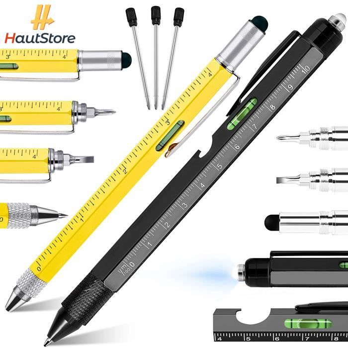 Stylo multifonction 6 en 1, stylo à bille 0.7mm, 5 couleurs et